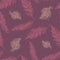 Seamless Pattern with Feathers pink on a purple background. Vintage Artistically hand drawn stylized tribal feathers. Doodle Ink