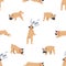 Seamless Pattern Featuring Adorable French Bulldogs In Various Poses, Perfect For A Playful And Charming Design