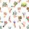 Seamless Pattern Featuring Hands Delicately Holding Vibrant Flowers, Creating Harmonious And Captivating Design