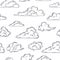 Seamless Pattern Featuring Whimsical, Sketchy Clouds Floating Gracefully Across The Fabric, Wallpaper Design