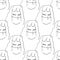 Seamless pattern female faces in mask hand drawn