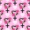 Seamless pattern with feminism symbol