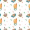 Seamless pattern Festa Juninas party watercolor illustration