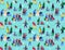 Seamless Pattern with festive teenagers with shopping bags , adults with kids.