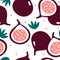 Seamless pattern with figs. Summer tropic fruits