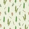 Seamless pattern with fir, spruce, cones, branches.