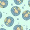 Seamless pattern with fish in an aquarium