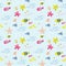 Seamless Pattern with Fish. Cute Childish Background for Fabric, Decor, Wallpaper, Wrapping Paper. Underwater Creatures