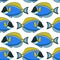 Seamless pattern with fish surgeon. Vector tropical background.