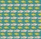 Seamless pattern with fishes rows