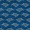 Seamless pattern of fishes silhouettes. Australian art