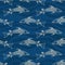 Seamless pattern of fishes silhouettes. Australian art