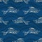 Seamless pattern of fishes silhouettes. Australian art