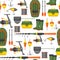 Seamless pattern with fishing supplies. Background made without clipping mask. Easy to use for backdrop, textile