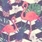 Seamless pattern with flamingo birds