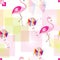 Seamless pattern with flamingos and kites vector