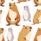 seamless pattern of flat cute marmots on white background