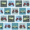 A seamless pattern with flat farm tractors for children or boys, a vintage vector stock illustration for printing on fabric or