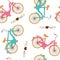 Seamless pattern with flat retro bicycle for boy and girl