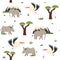 Seamless pattern in a flat style with african animlas