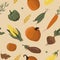 Seamless pattern in flat style with different autumn harvest vegetables