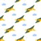 Seamless pattern with flat style icon of Pteranodon. Background with pterosaur.