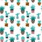 Seamless pattern with flat succulents