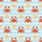 Seamless pattern with flock of cute cartoon crabs and starfishes