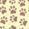 Seamless pattern with floral animal paw print