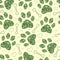 Seamless pattern with floral animal paw print