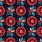 Seamless pattern floral ethnic bloom motif persian style. Hand drawn folk art flower textile. Modern leaves home decor.