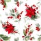 Seamless pattern with Floral, holly, winter berries in Christmas bouquet. Modern universal artistic templates. Corporate