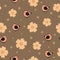 Seamless pattern with flowers, birds and circles.