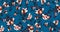 Seamless pattern with flowers on blue background. Patch for fabric textile prints.