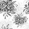 Seamless pattern with flowers bouquet in black on white