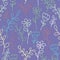 Seamless pattern with flowers and branches. Lilac background.