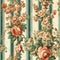Seamless pattern with flowers, classic country cottage style floral and stripes for wallpaper, fabric and product design,