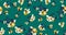 Seamless pattern with flowers on green background. Patch for fabric textile prints.