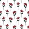 Seamless pattern with flowers and leaves. Vector hand drawn illustration. Tulips. The print is used for Wallpaper design,