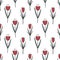 Seamless pattern with flowers and leaves. Vector hand drawn illustration. Tulips. The print is used for Wallpaper design,