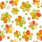 Seamless pattern with flowers made of sewing patches and buttons