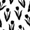 Seamless pattern flowers tulips silhouettes vector illustration