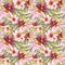 Seamless pattern with flowers watercolor. Gentle colors. Female pattern. Handmade.