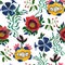 Seamless pattern of flowers, which are made in the style of avant-garde decorative