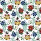 Seamless pattern of flowers, which are made in the style of avant-garde decorative