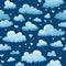 Seamless pattern of fluffy clouds and hearts in a soft and dreamy design for textile and wallpaper