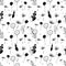 Seamless pattern. Fluffy dandelions  dandelion seeds and leaves on a white background. Contrast endless illustration.