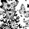 Seamless pattern with flying butterflies, hand dra