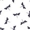 Seamless pattern with flying dragonfly with a straight body