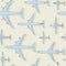 Seamless pattern flying passenger airplanes from different times. Airplane drawings